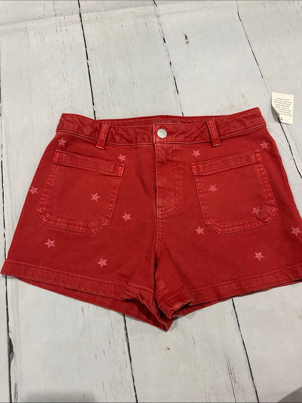Cat & Jack Red Star-Print Kids Denim Shorts size 14